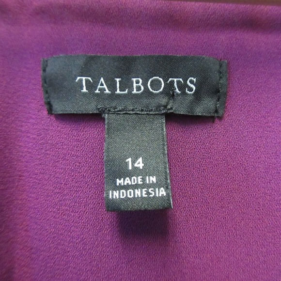 Talbots Paisley Midi Dress 14 Purple Long Puff Sleeve Casual Boho Floral 310 - Picture 2 of 12